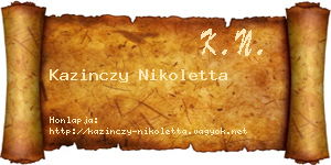 Kazinczy Nikoletta névjegykártya